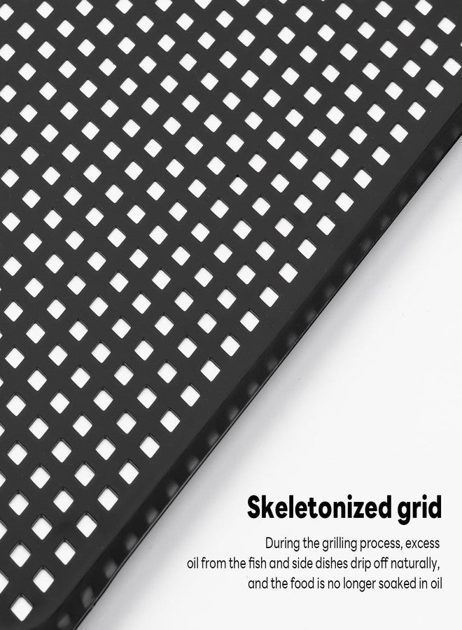 gzcmxh Outdoor Grill Pans Tray Barbecue Plate 2 Grilling Baskets Outdoor Grill Pans with Hole BBQ Grill Tray Grilling Basket Set for Camping Vegetable Meat (dark black) - Image 3